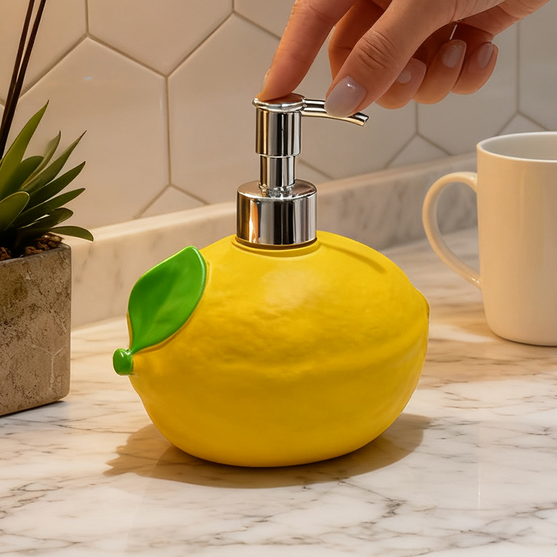 Soap Making Jug - Cute Lemon Shaped Resin Soap Dispenser